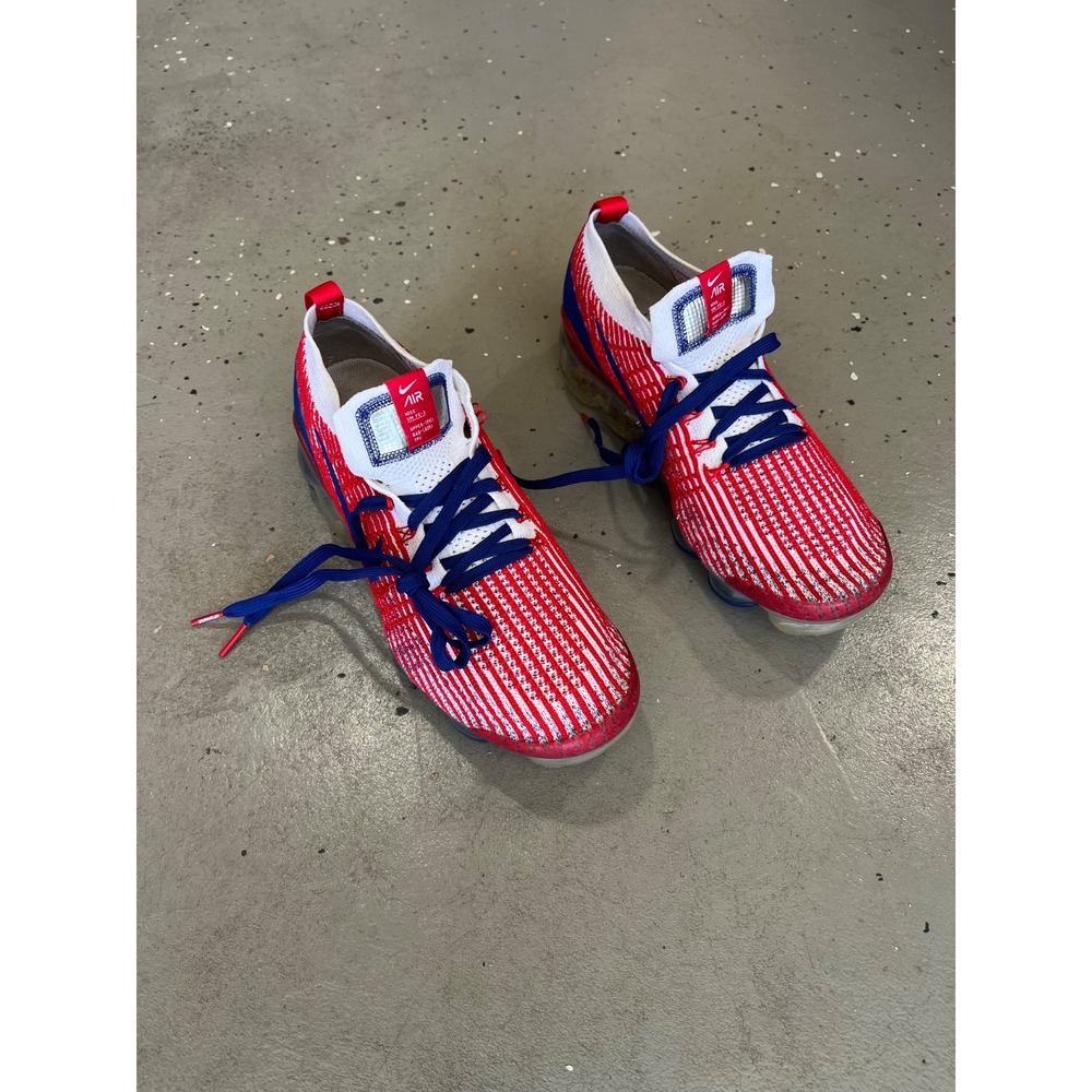 Nike Air Vapormax Flyknit 3 USA Sneakers Mens 9 Red White Blue CW5585-100